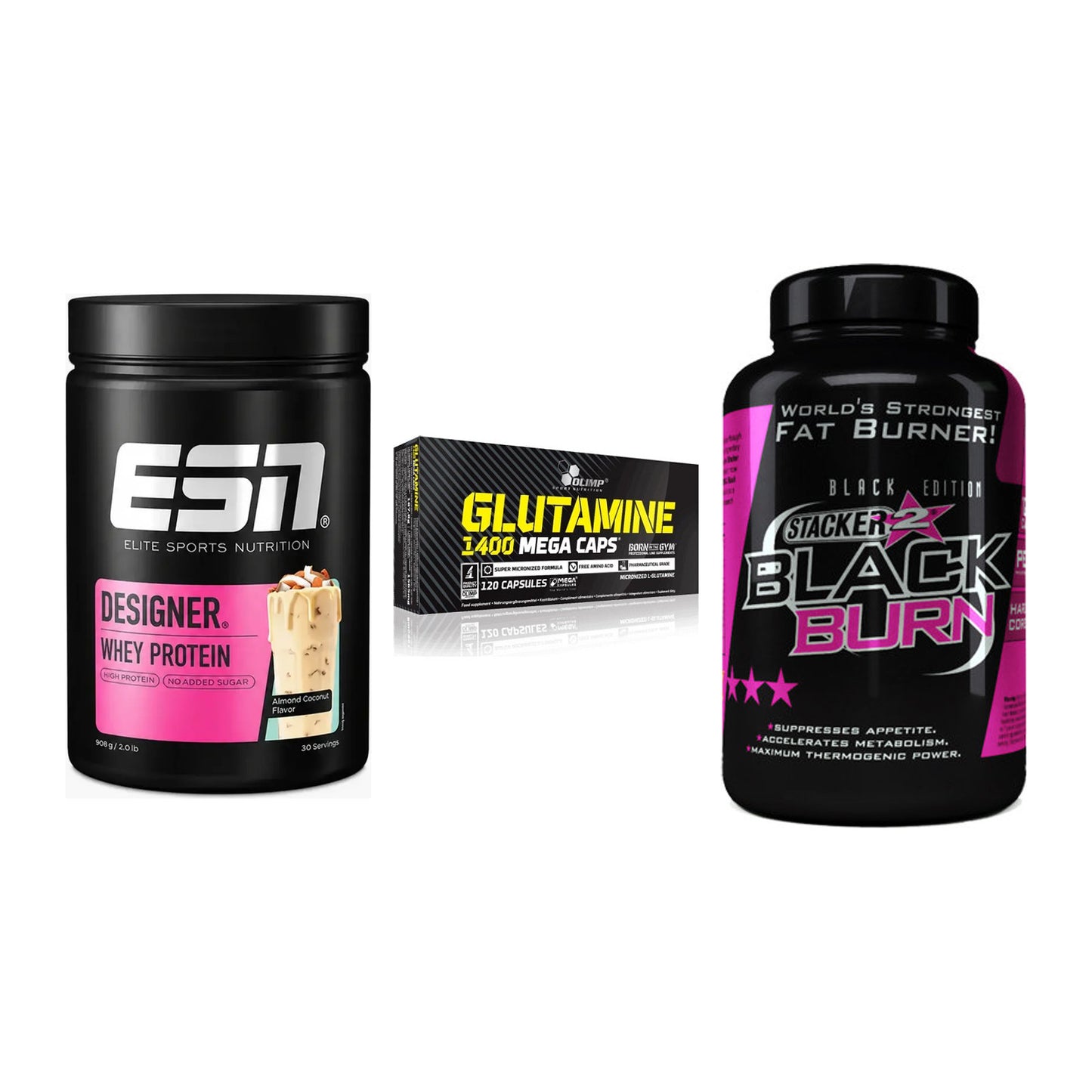 Definitionsphase-Set: ESN Designer + Olimp L-Glutam + Stacker2 Black – alle enthaltenen Artikel
