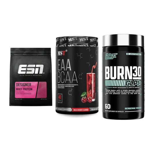 Definitionsphase-Set: ESN Designer + MST EAA & BCAA + Nutrex Burn 30 – alle enthaltenen Artikel