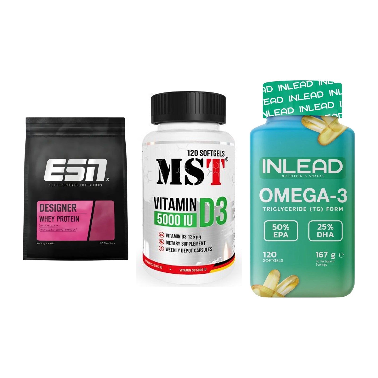 Definitionsphase-Set: ESN Designer + MST Vitamin D3 + INLEAD Omega-3 – alle enthaltenen Artikel