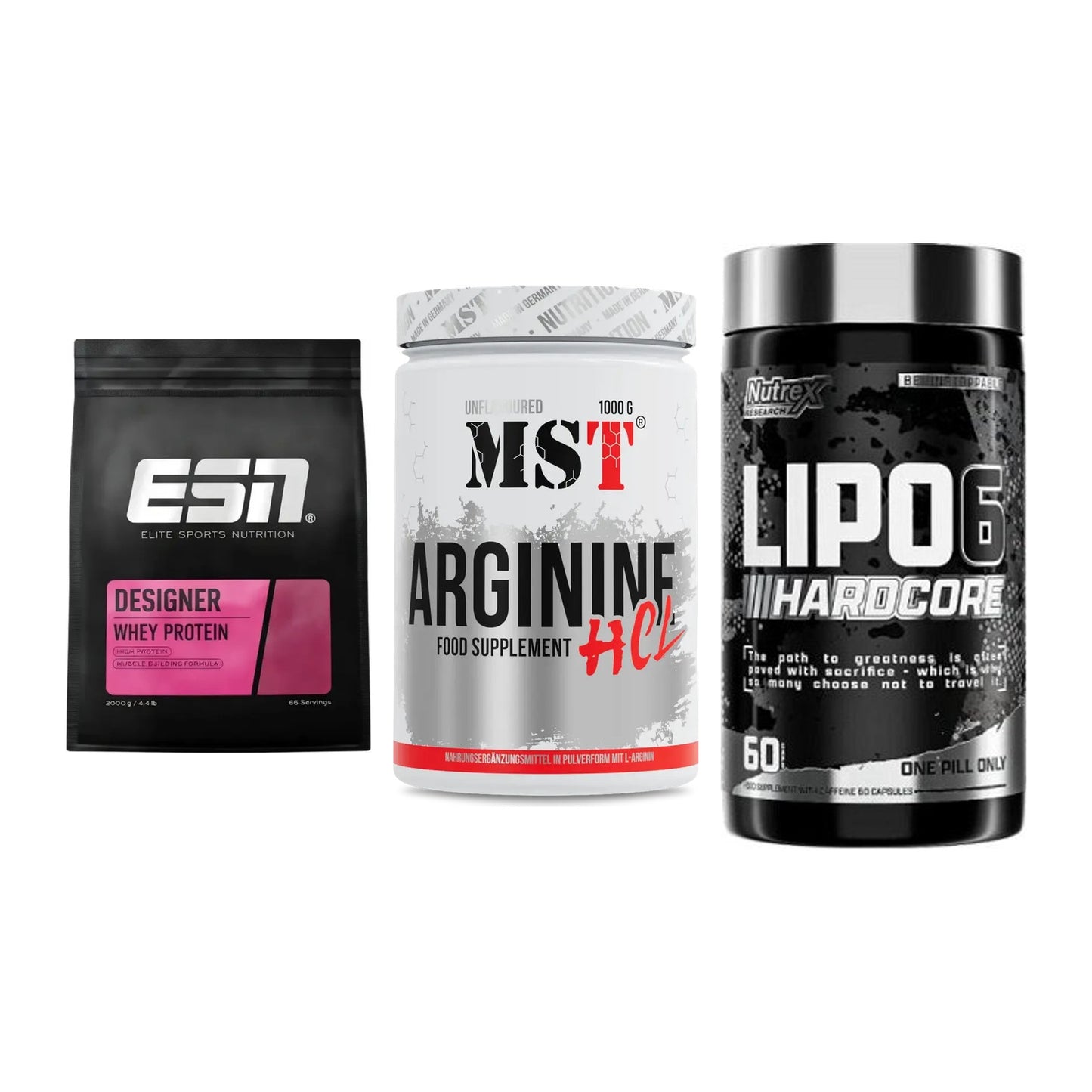 Definitionsphase-Set: ESN Designer + MST Arginine + Nutrex Lipo 6 – alle enthaltenen Artikel