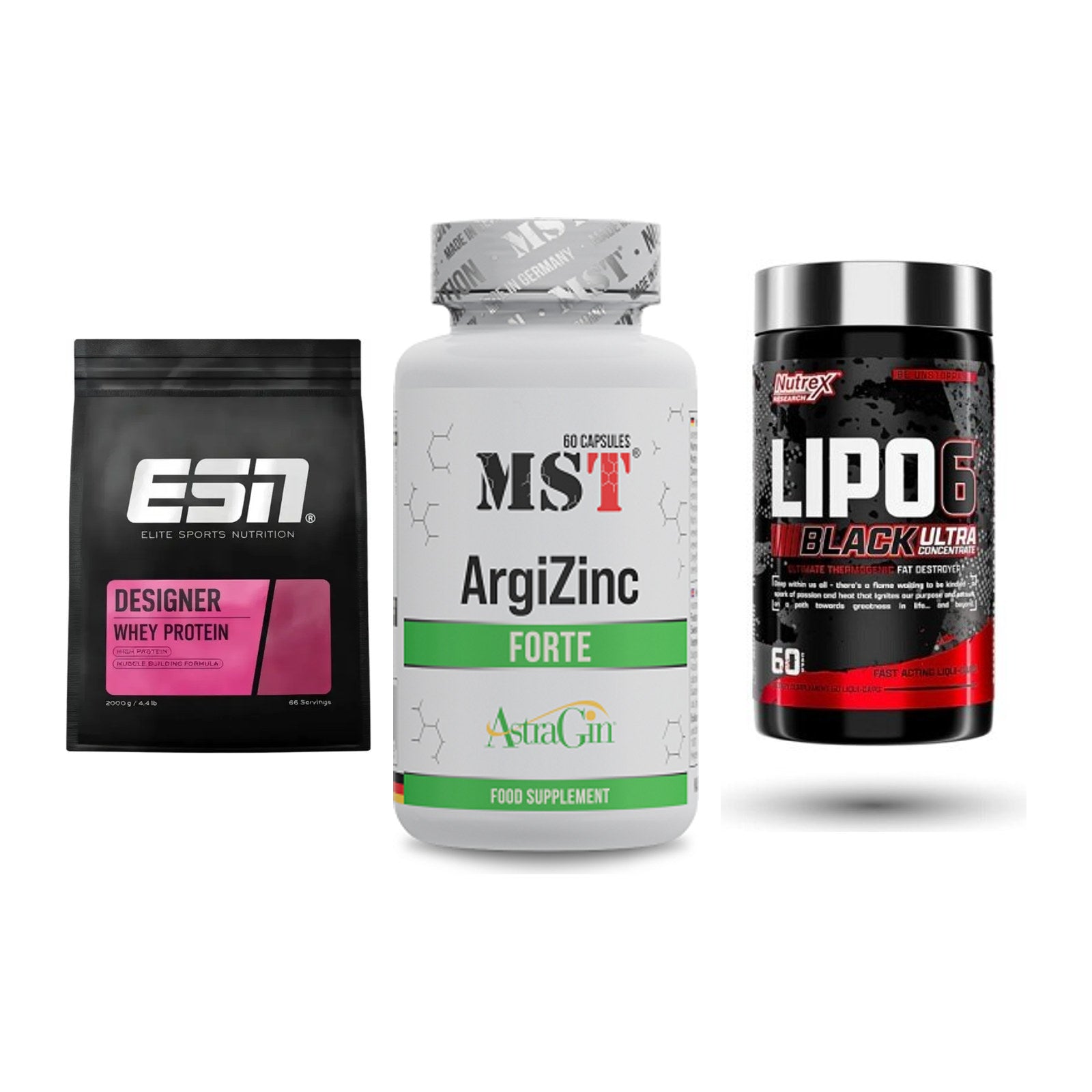 Definitionsphase-Set: ESN Designer + MST ArgiZinc + Nutrex Lipo 6 – alle enthaltenen Artikel