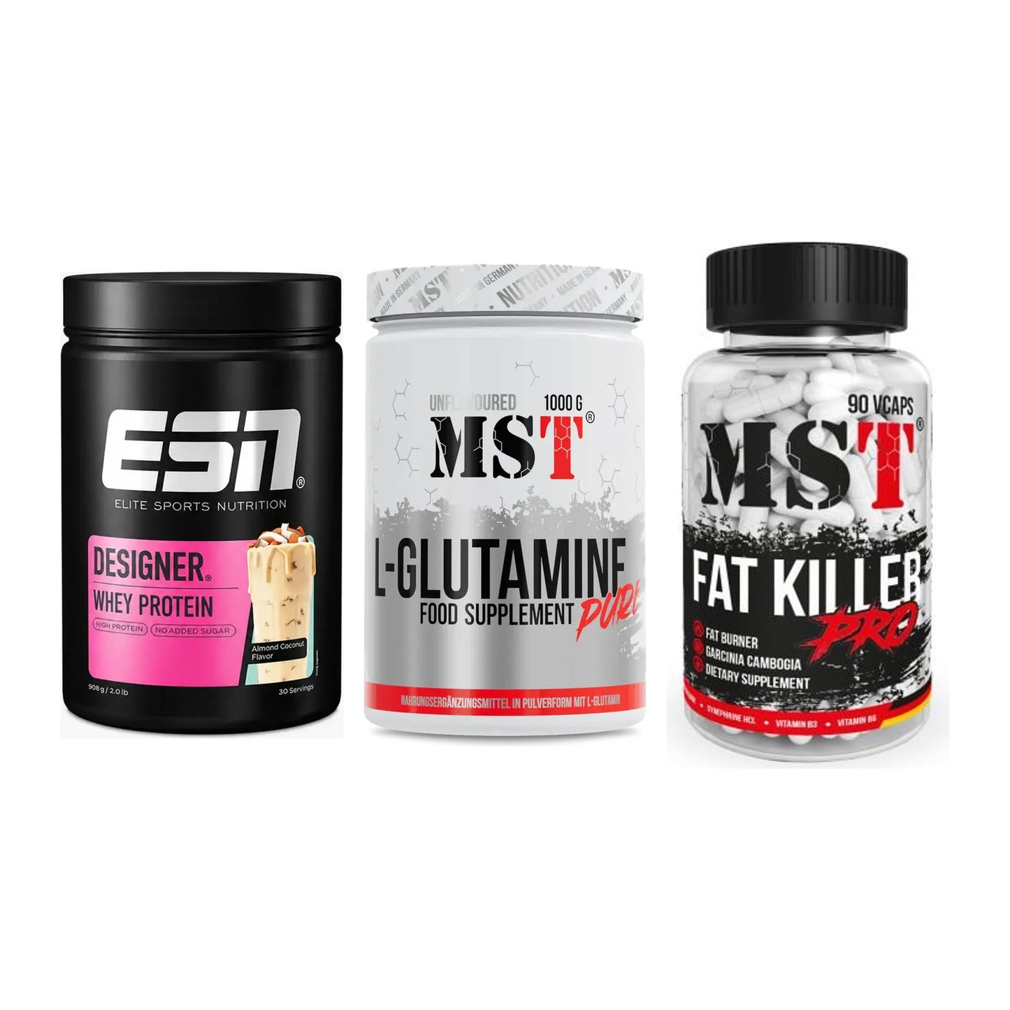 Definitionsphase-Set: ESN Designer + MST Glutamine + MST Fat Killer – alle enthaltenen Artikel