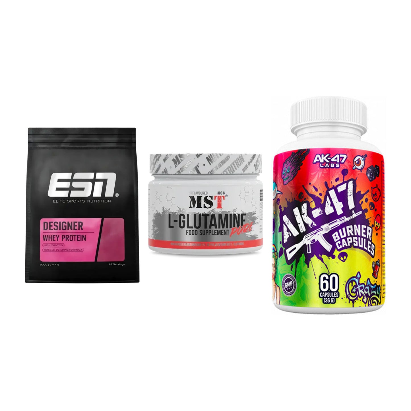Definitionsphase-Set: ESN Designer + MST Glutamine + AK47 Labs – alle enthaltenen Artikel