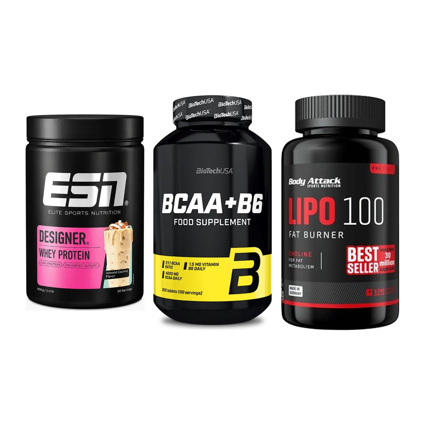 Definitionsphase-Set: ESN Designer + BioTech BCAA+B + Body Attack – alle enthaltenen Artikel