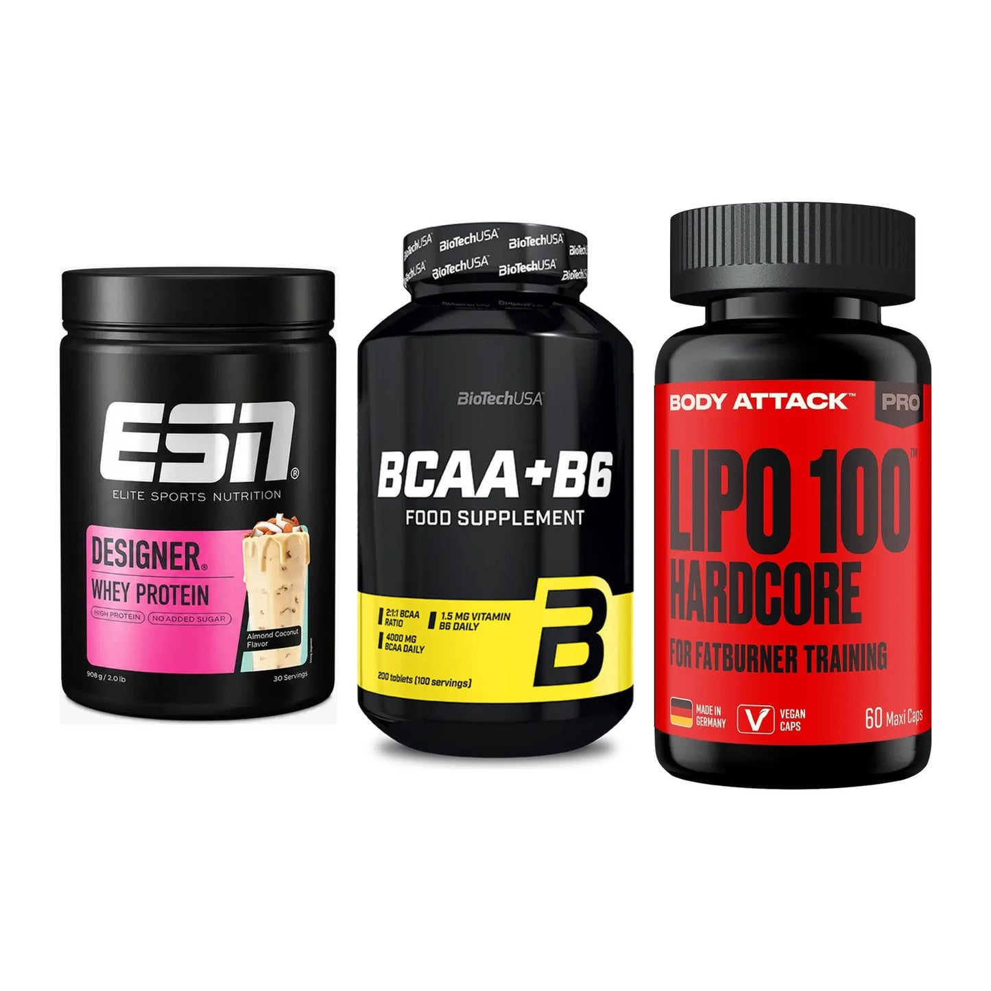 Definitionsphase-Set: ESN Designer + BioTech BCAA+B + Body Attack – alle enthaltenen Artikel