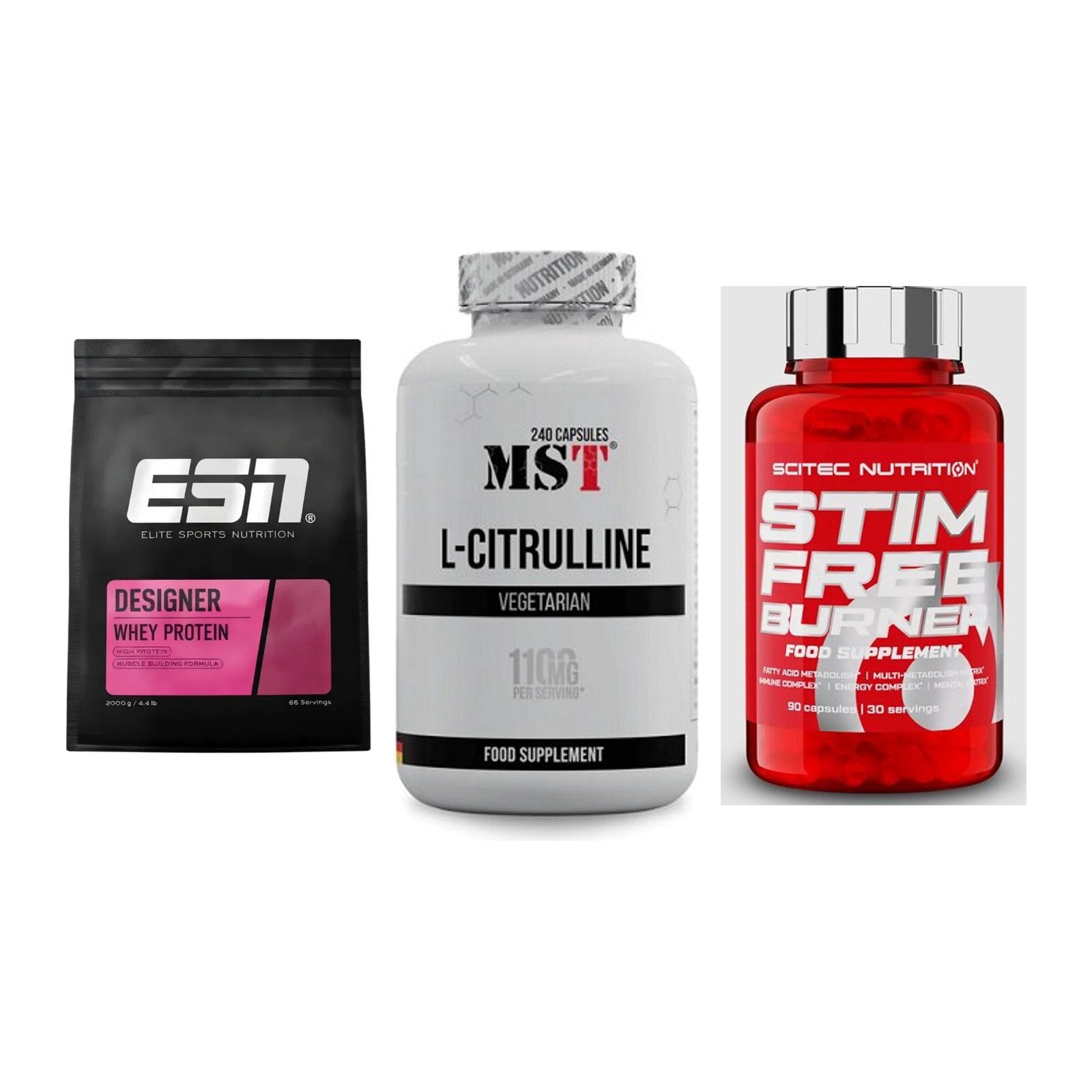 Definitionsphase-Set: ESN Designer + MST Citrulline + Scitec Stim – alle enthaltenen Artikel