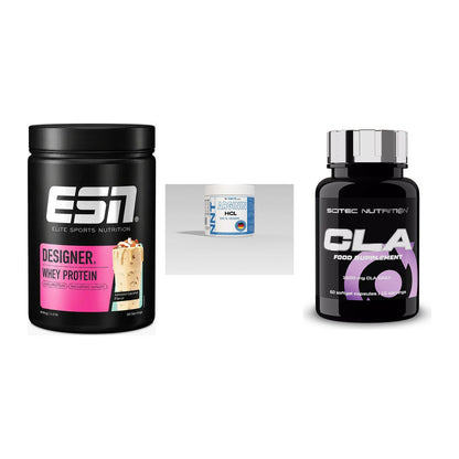 Definitionsphase-Set: ESN Designer Whey + NNT Arginin + Scitec CLA – alle enthaltenen Artikel