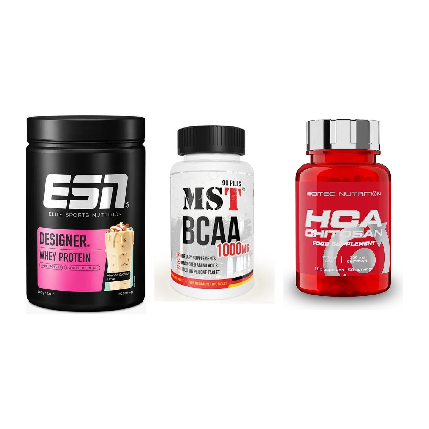 Definitionsphase-Set: ESN Designer + MST BCAA 1000 + Scitec HCA-Chi – alle enthaltenen Artikel