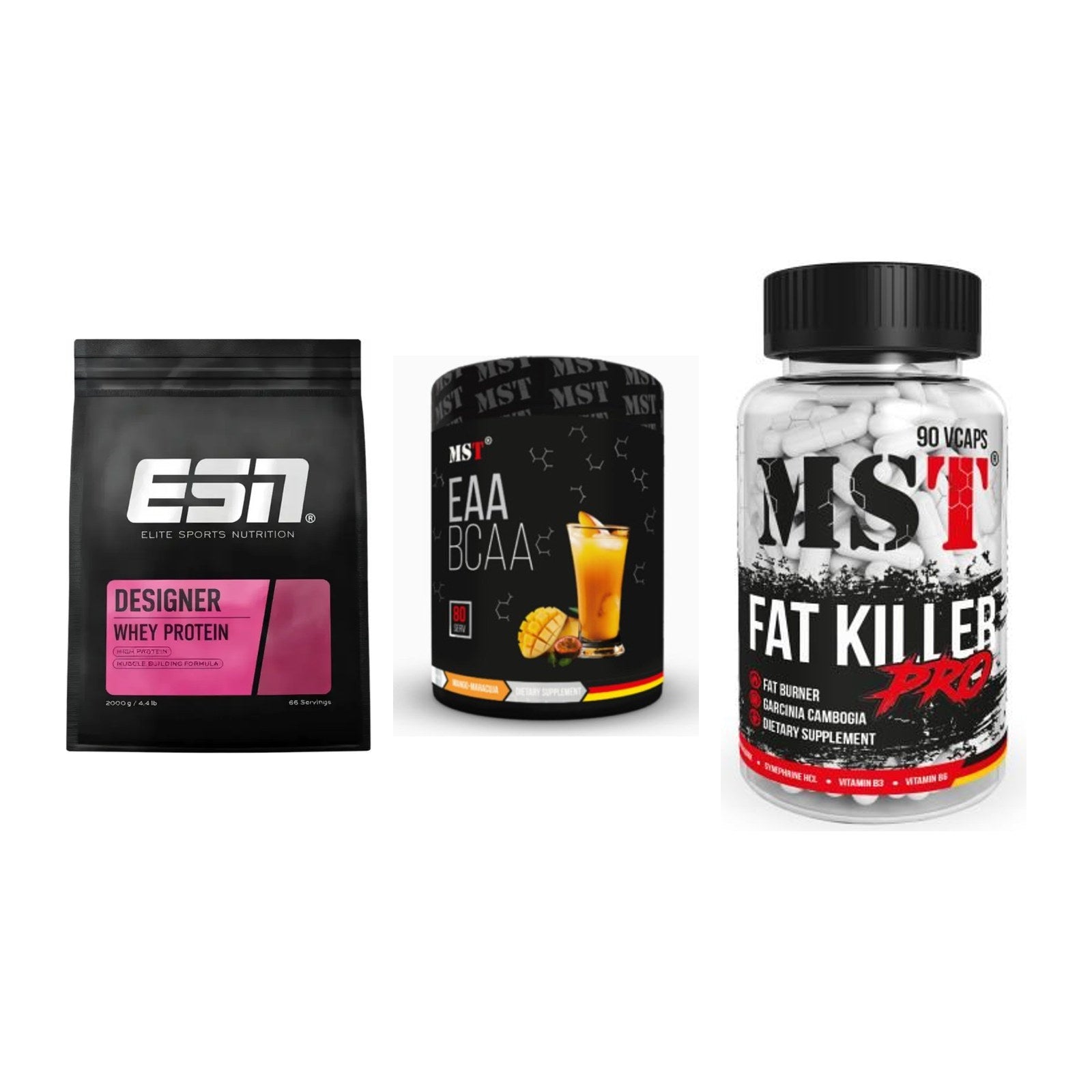 Definitionsphase-Set: ESN Designer + MST EAA & BCAA + MST Fat Killer – alle enthaltenen Artikel
