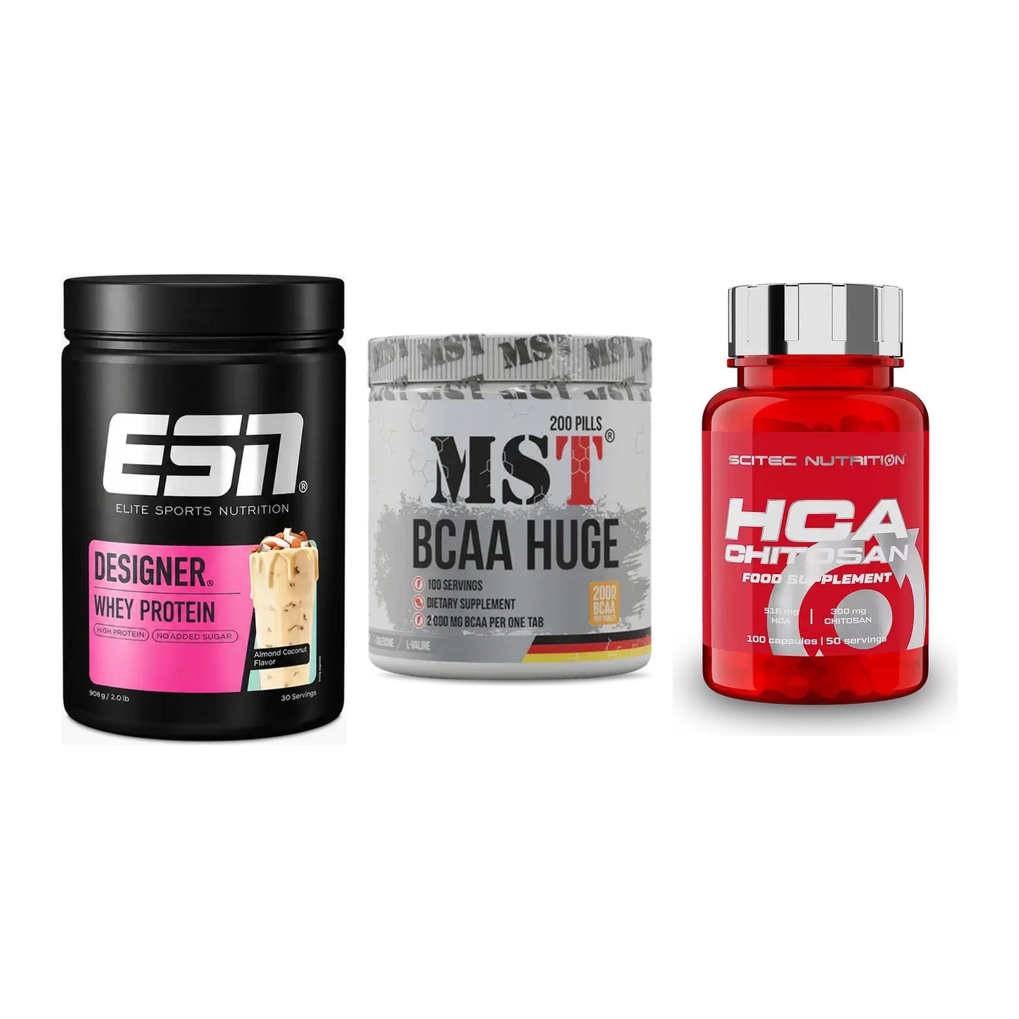 Definitionsphase-Set: ESN Designer + MST BCAA Huge + Scitec HCA-Chi – alle enthaltenen Artikel