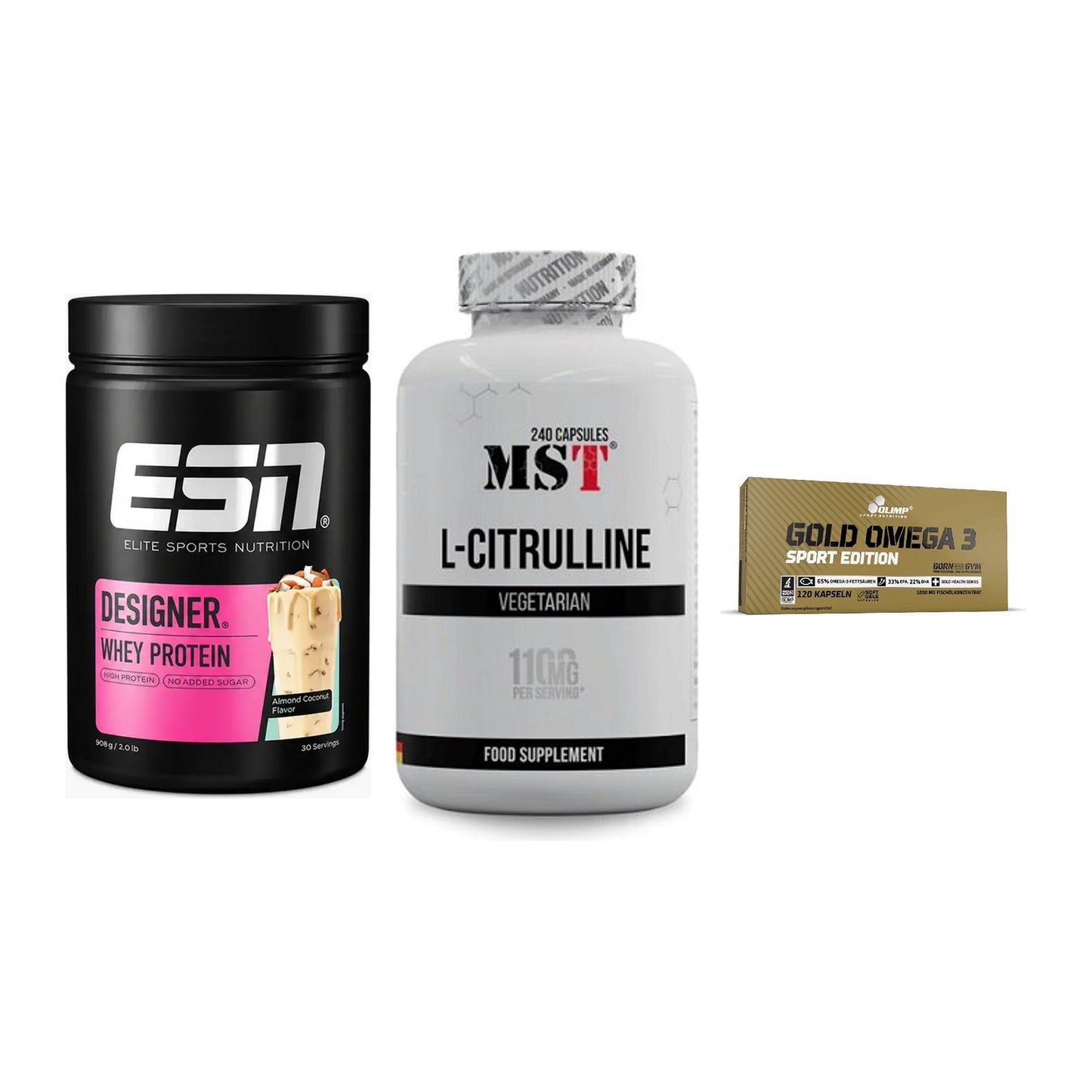 Definitionsphase-Set: ESN Designer + MST Citrulline + Olimp Omega 3 – alle enthaltenen Artikel