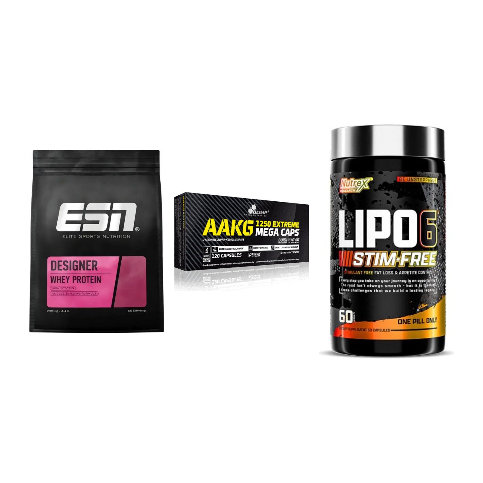 Definitionsphase-Set: ESN Designer + Olimp AAKG + Nutrex Lipo 6 – alle enthaltenen Artikel