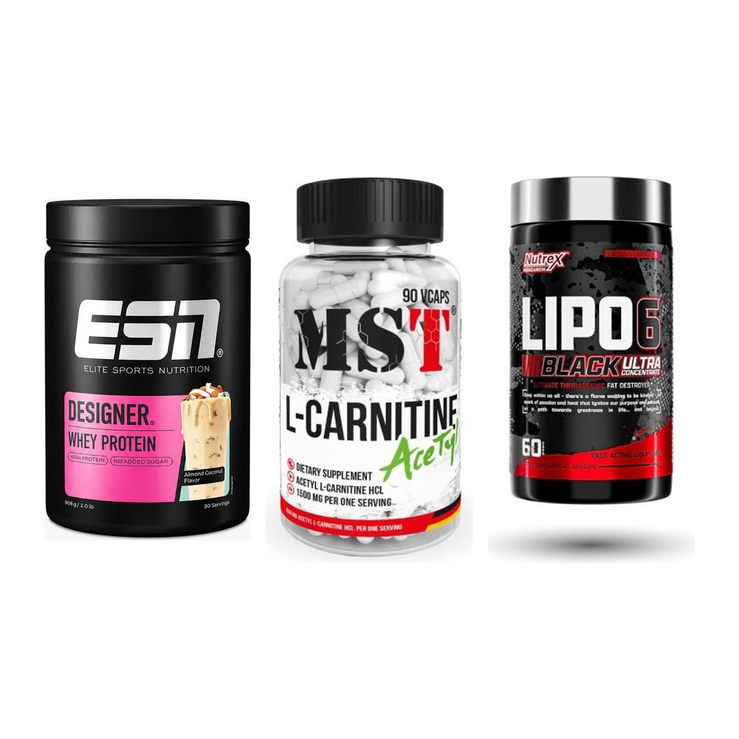 Definitionsphase-Set: ESN Designer + MST L-Carnitin + Nutrex Lipo 6 – alle enthaltenen Artikel