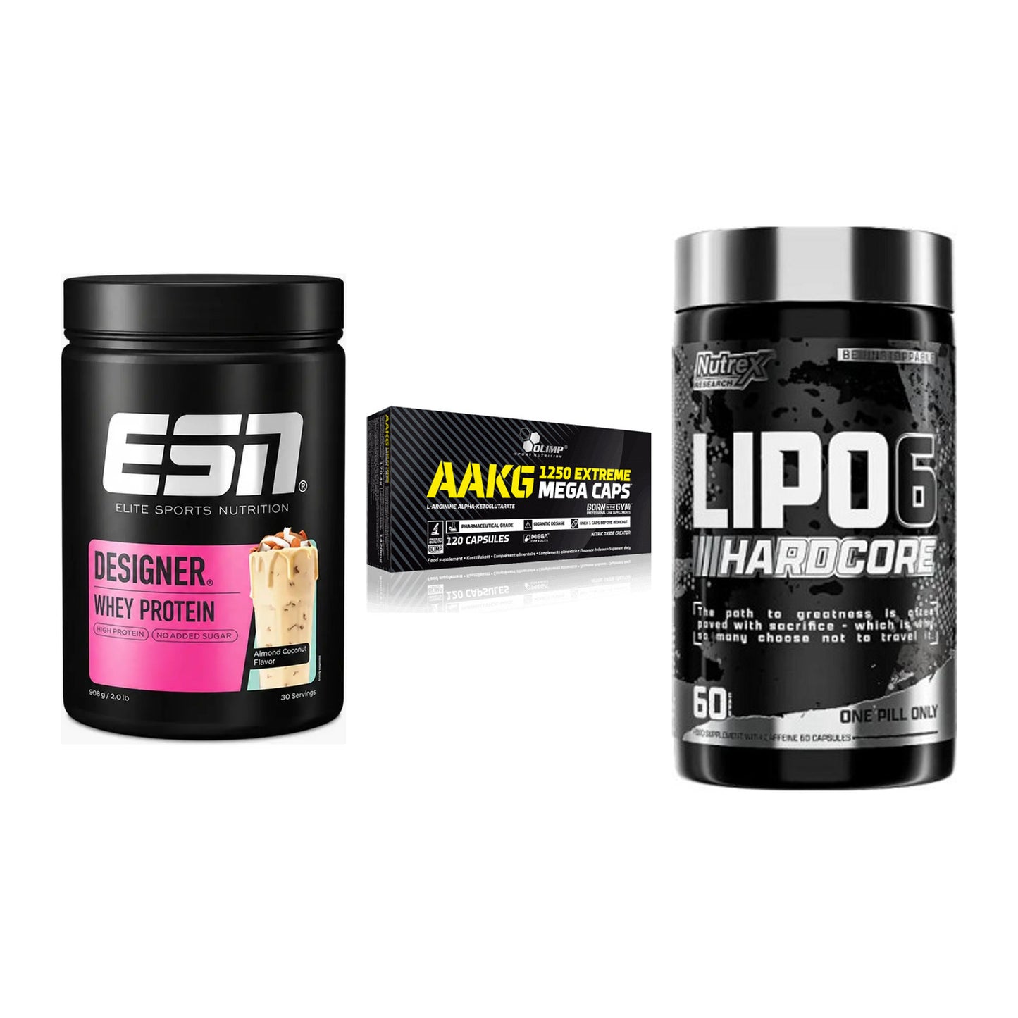 Definitionsphase-Set: ESN Designer + Olimp AAKG + Nutrex Lipo 6 – alle enthaltenen Artikel