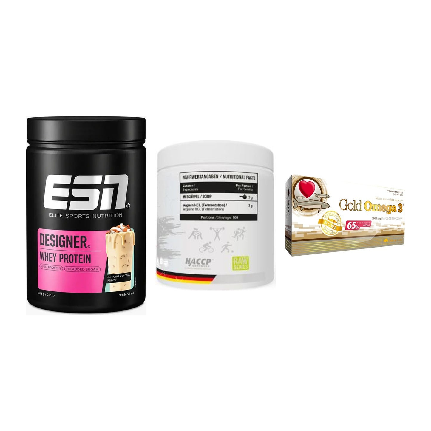 Definitionsphase-Set: ESN Designer + MST Arginine + Olimp Omega 3 – alle enthaltenen Artikel