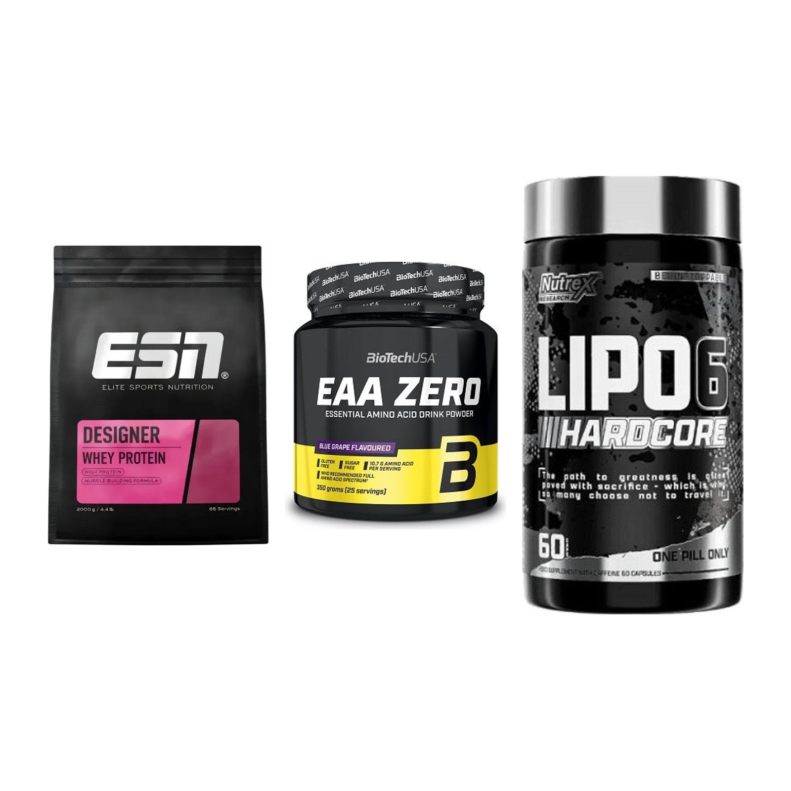 Definitionsphase-Set: ESN Designer + BioTech EAA + Nutrex Lipo 6 – alle enthaltenen Artikel