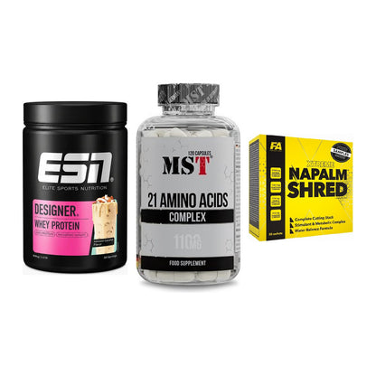 Definitionsphase-Set: ESN Designer + MST 21 Amino + FA Nutrition – alle enthaltenen Artikel