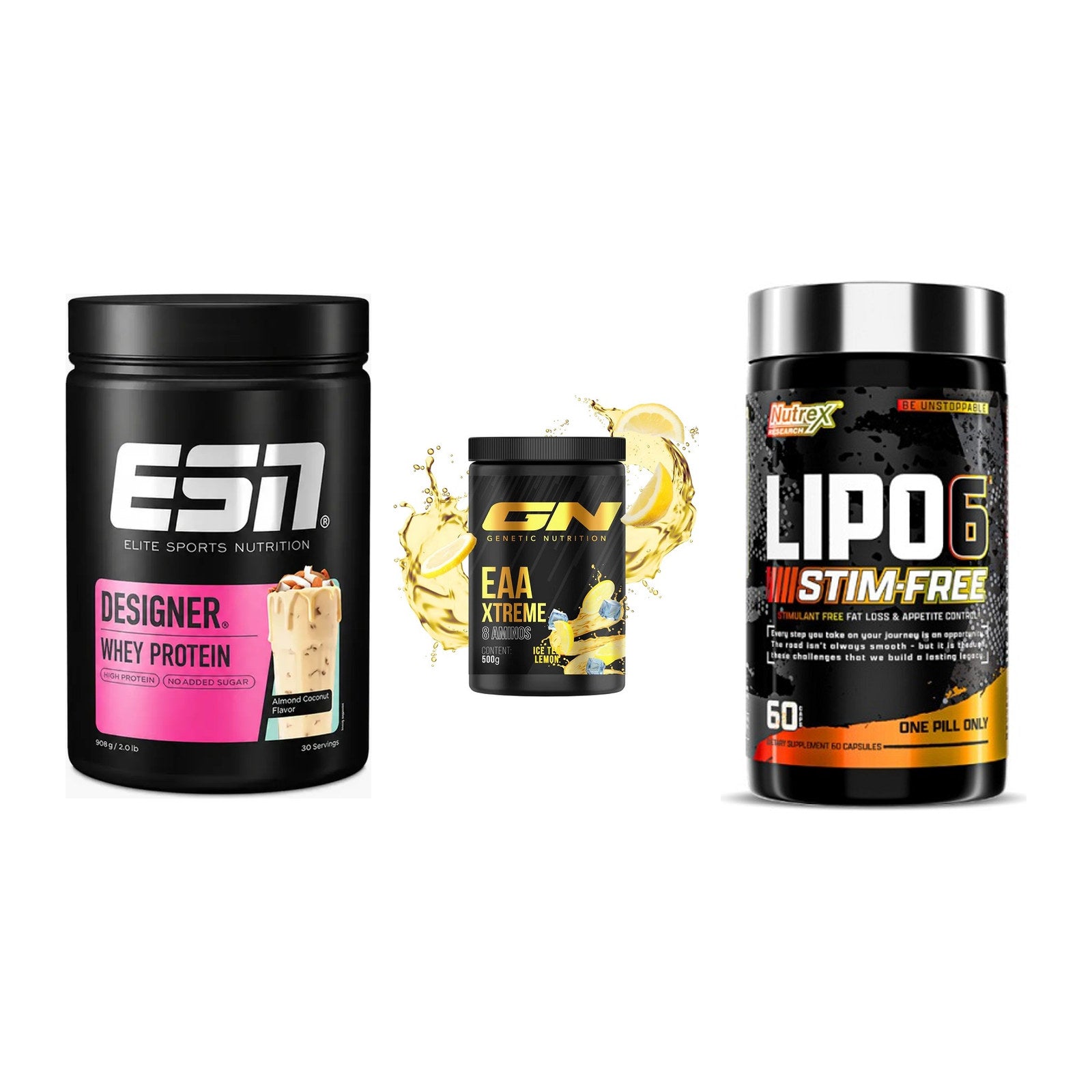 Definitionsphase-Set: ESN Designer + GN EAA Xtreme + Nutrex Lipo 6 – alle enthaltenen Artikel