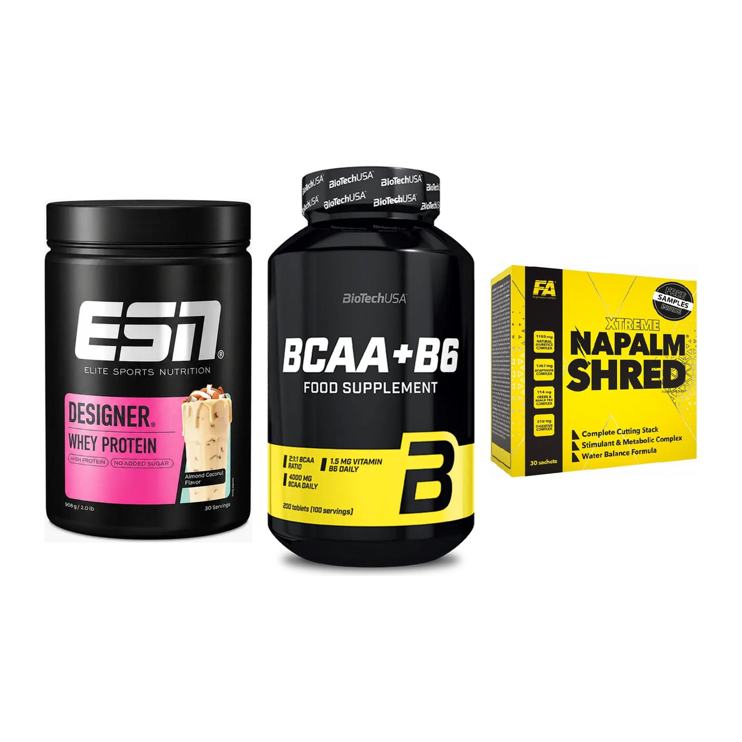 Definitionsphase-Set: ESN Designer + BioTech BCAA+B + FA Nutrition – alle enthaltenen Artikel