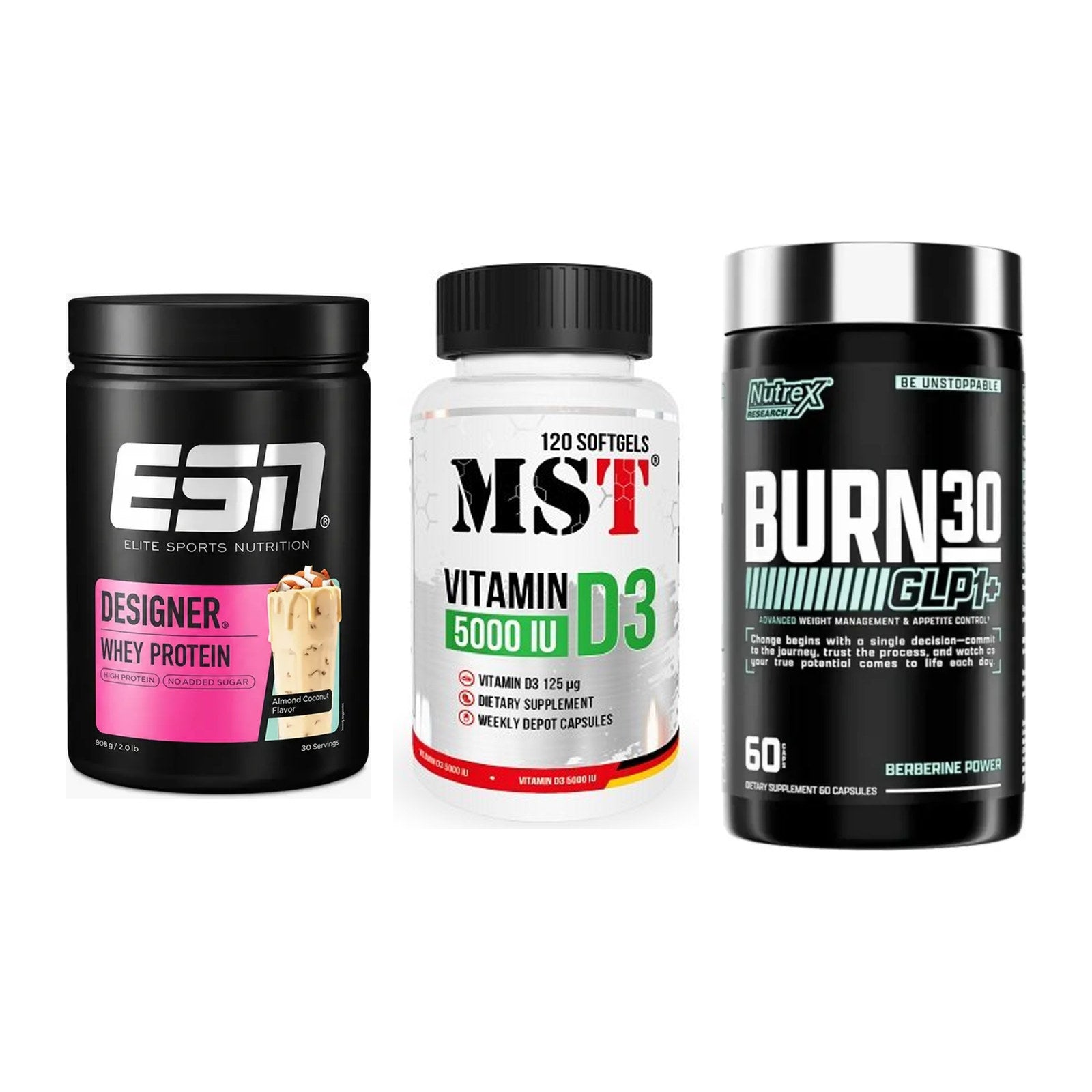 Definitionsphase-Set: ESN Designer + MST Vitamin D3 + Nutrex Burn 30 – alle enthaltenen Artikel