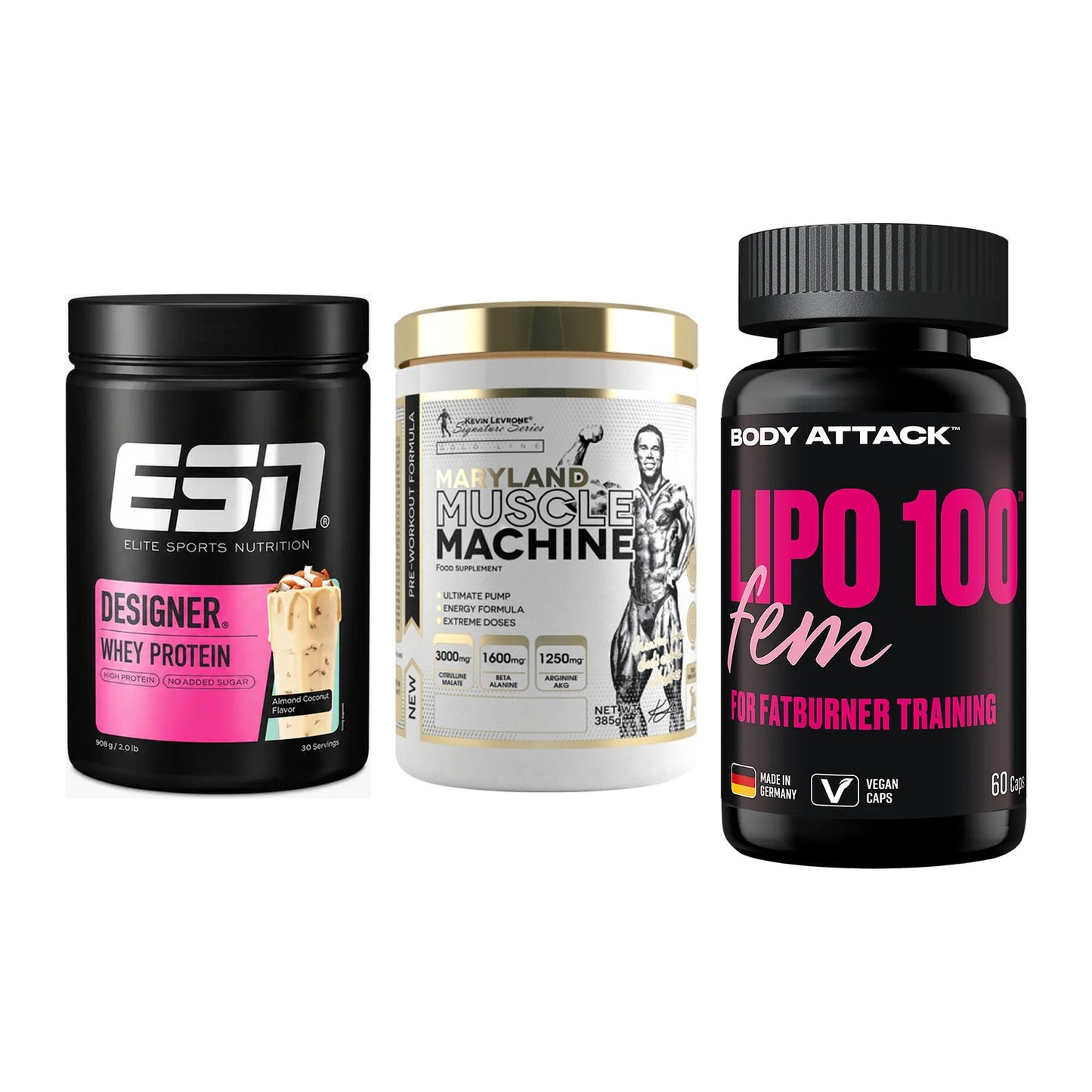 Definitionsphase-Set: ESN Designer + Kevin Levrone + Body Attack – alle enthaltenen Artikel