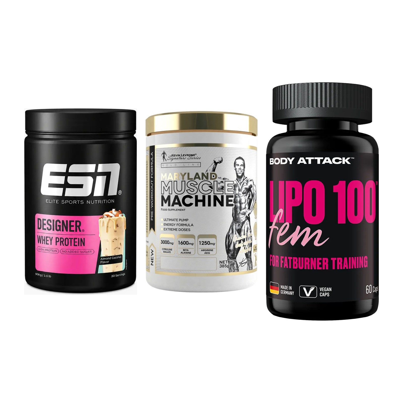 Definitionsphase-Set: ESN Designer + Kevin Levrone + Body Attack – alle enthaltenen Artikel