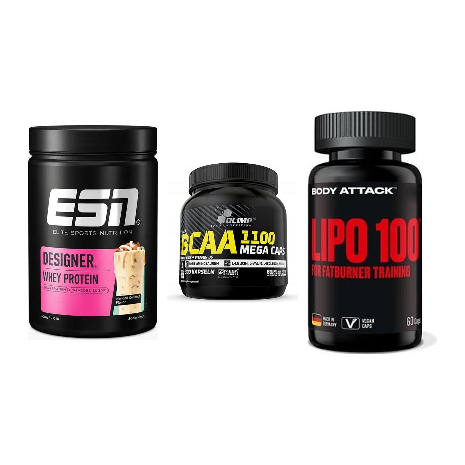 Definitionsphase-Set: ESN Designer + Olimp BCAA + Body Attack – alle enthaltenen Artikel