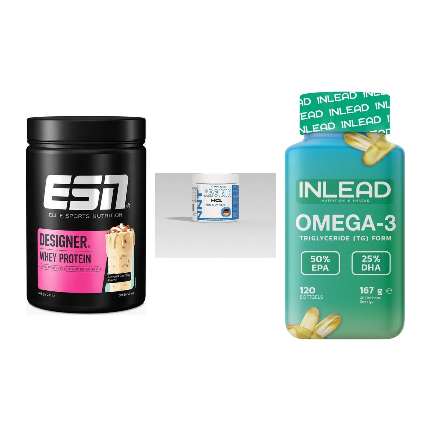 Definitionsphase-Set: ESN Designer Whey + NNT Arginin + INLEAD Omega-3 – alle enthaltenen Artikel