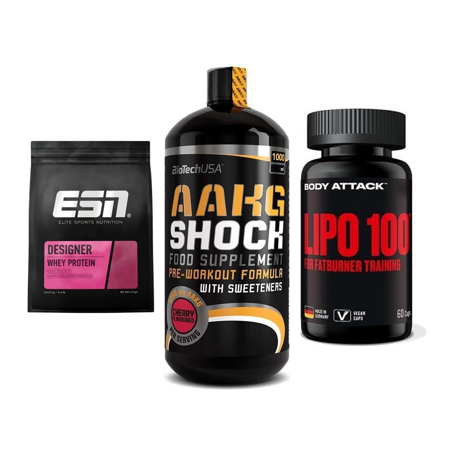 Definitionsphase-Set: ESN Designer + BioTech AAKG + Body Attack – alle enthaltenen Artikel