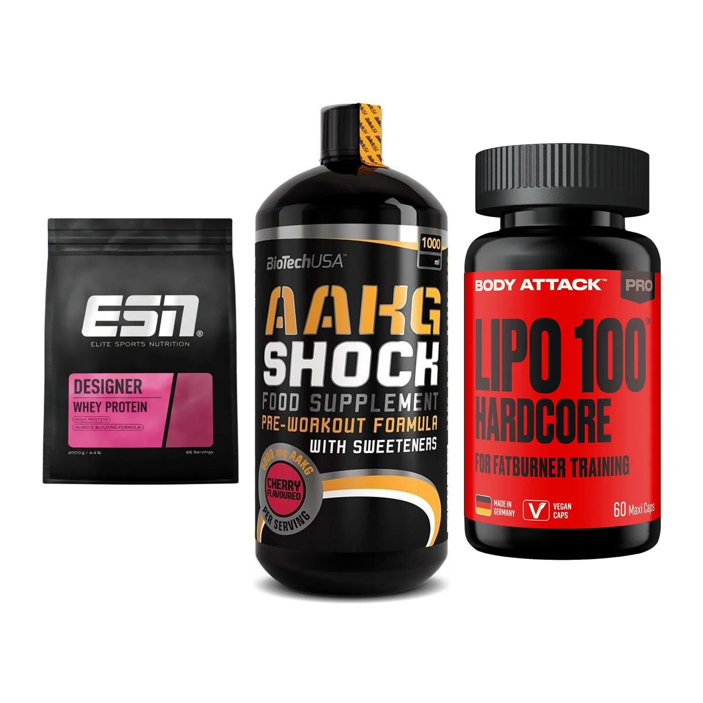 Definitionsphase-Set: ESN Designer + BioTech AAKG + Body Attack – alle enthaltenen Artikel