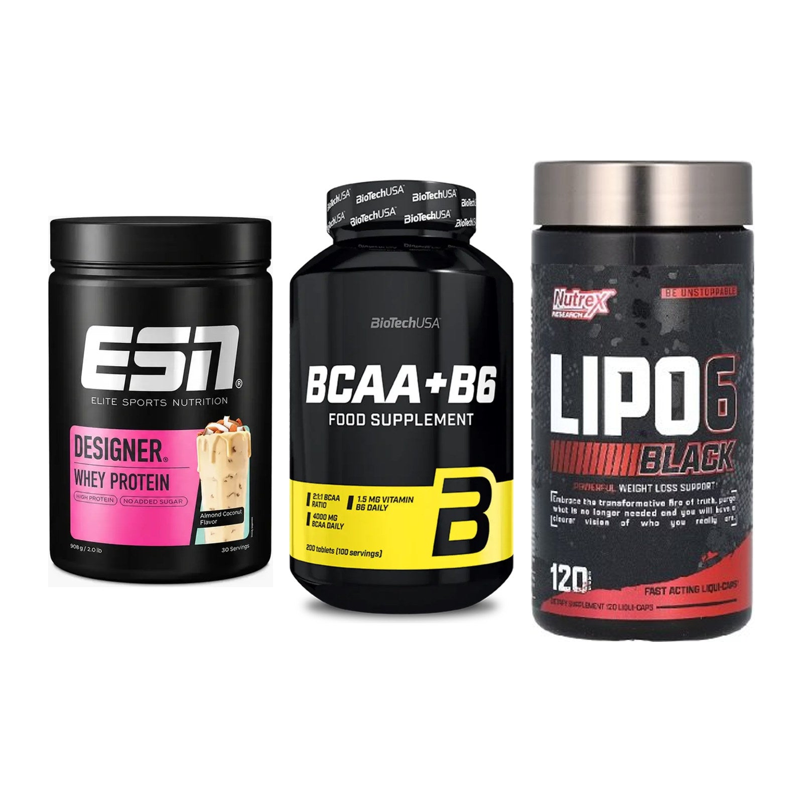 Definitionsphase-Set: ESN Designer + BioTech BCAA+B + Nutrex Lipo 6 – alle enthaltenen Artikel