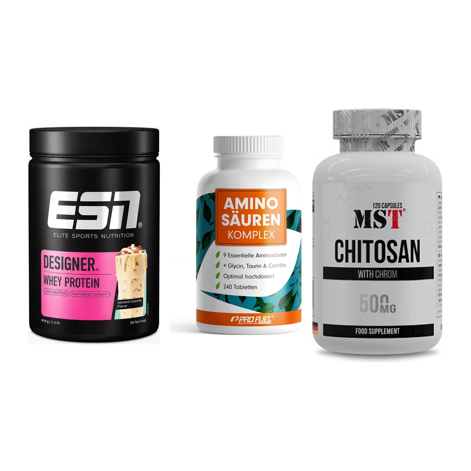 Definitionsphase-Set: ESN Designer + ProFuel Aminos + MST Chitosan – alle enthaltenen Artikel