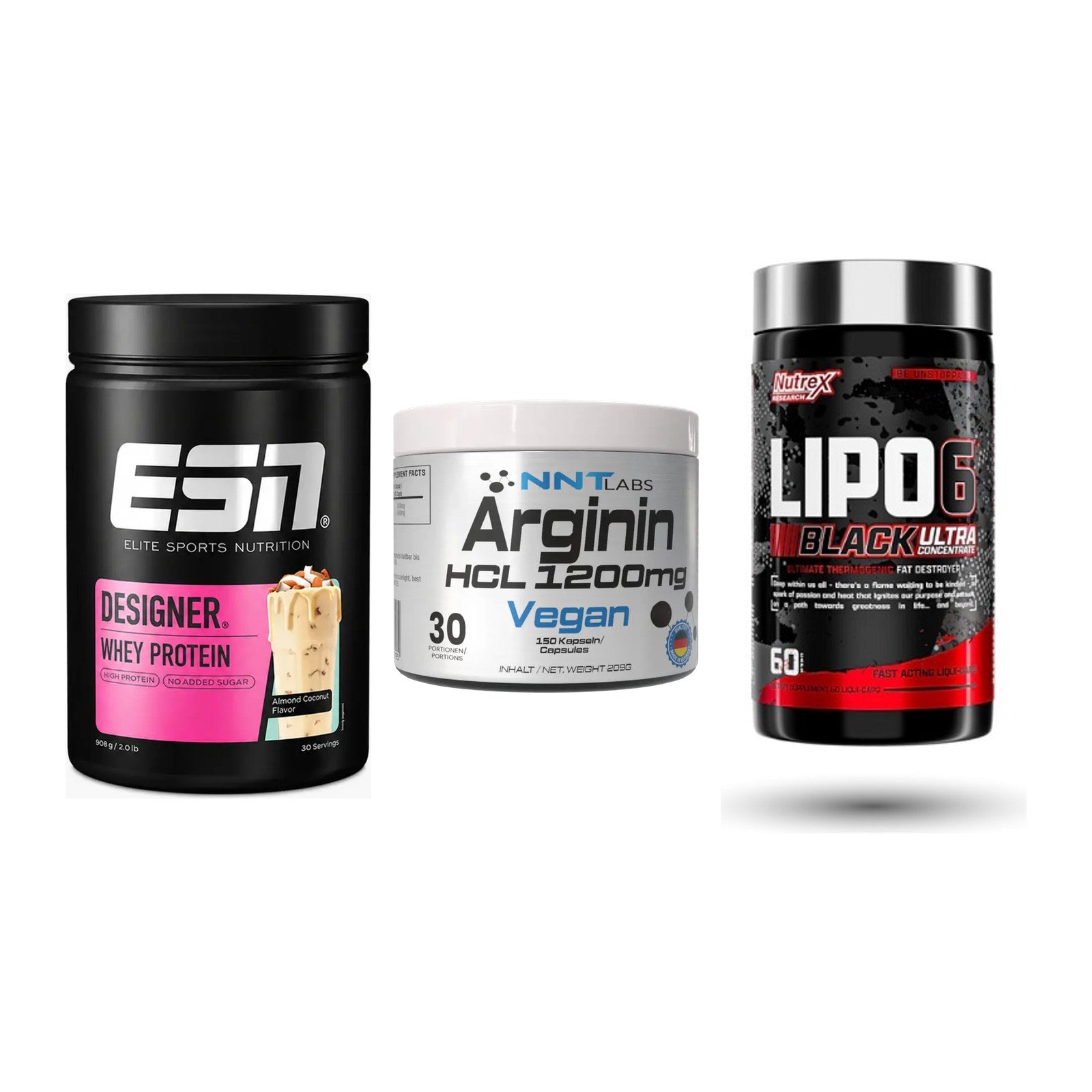 Definitionsphase-Set: ESN Designer + NNT Arginin + Nutrex Lipo 6 – alle enthaltenen Artikel
