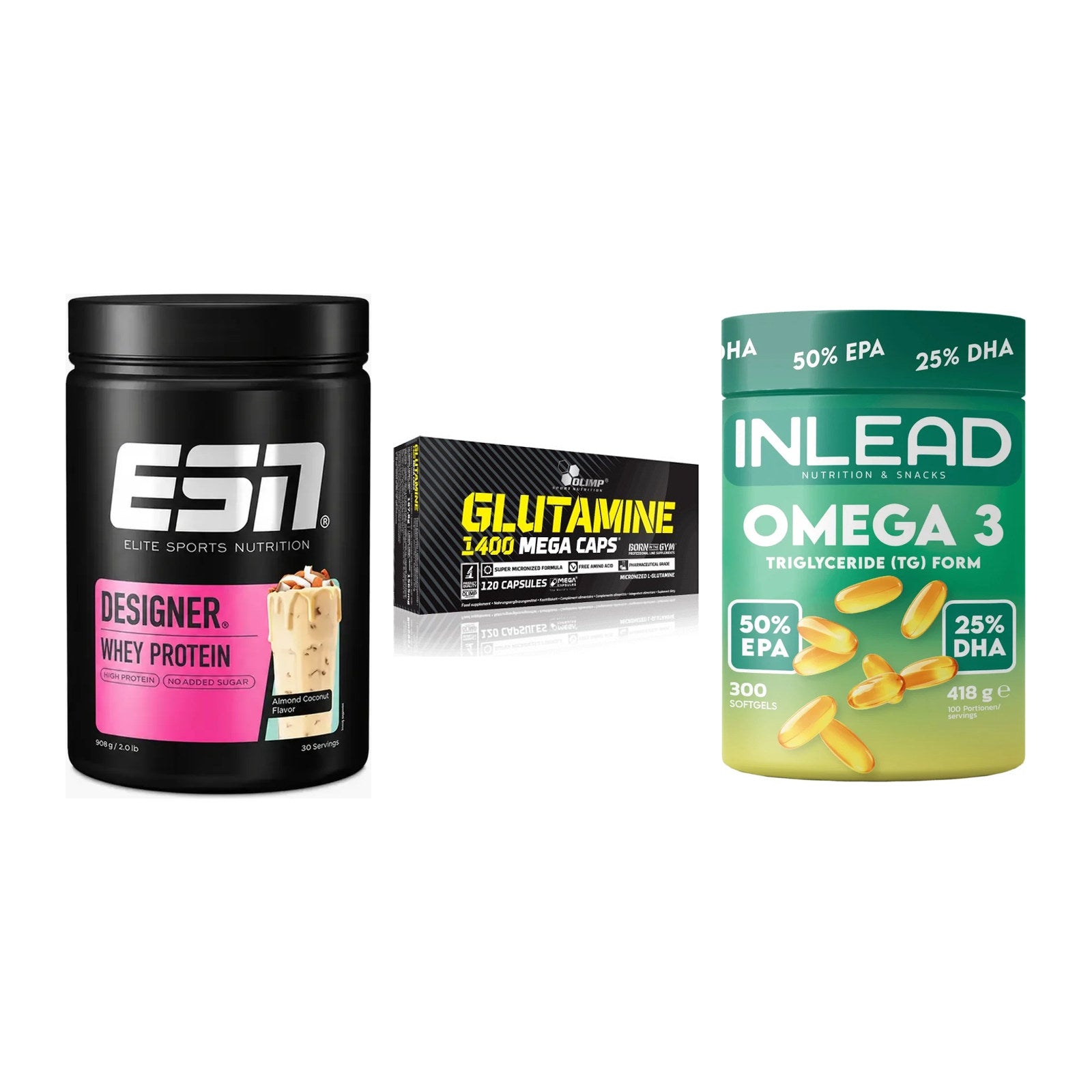 Definitionsphase-Set: ESN Designer + Olimp L-Glutam + INLEAD Omega-3 – alle enthaltenen Artikel
