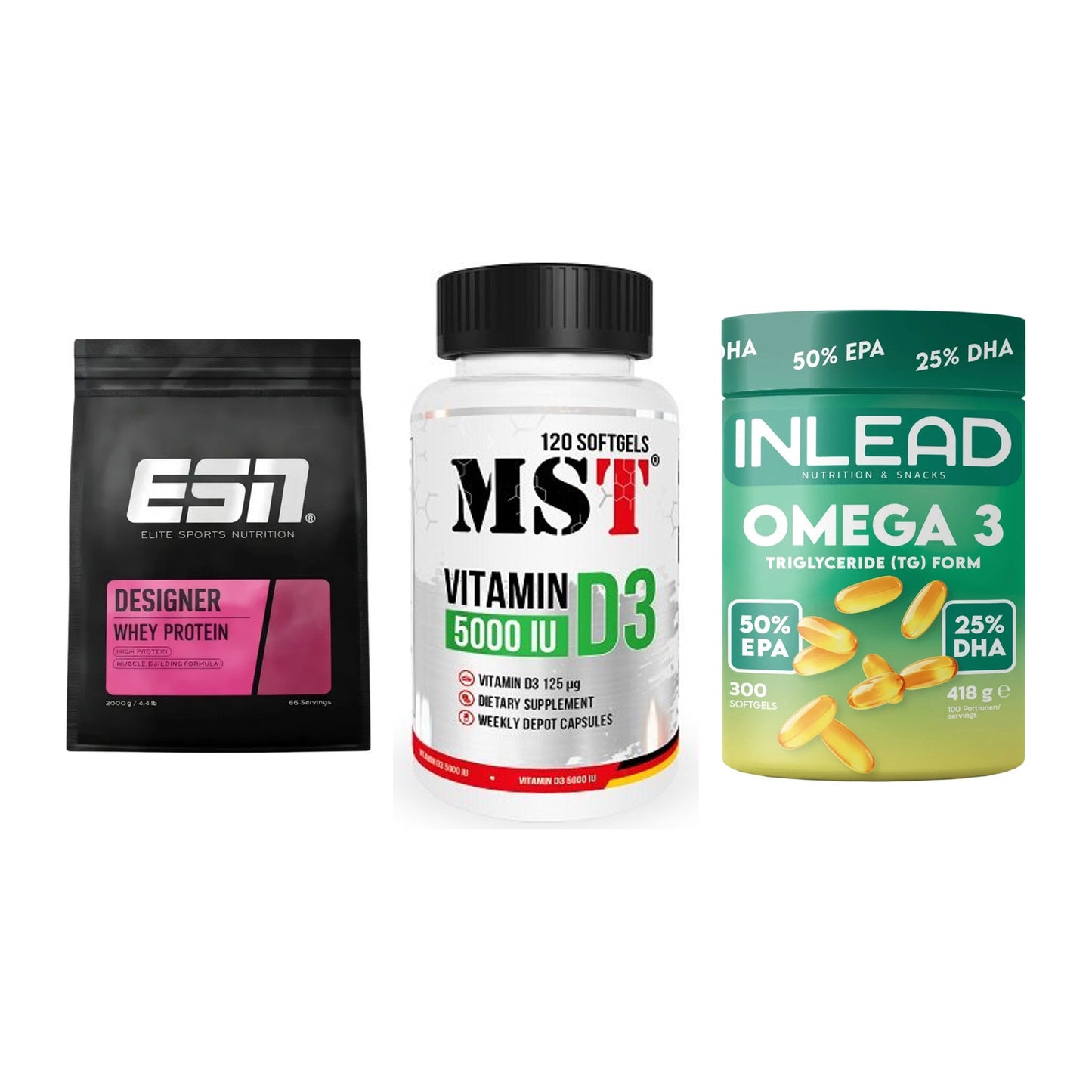Definitionsphase-Set: ESN Designer + MST Vitamin D3 + INLEAD Omega-3 – alle enthaltenen Artikel