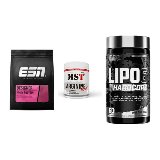 Definitionsphase-Set: ESN Designer + MST Arginine + Nutrex Lipo 6 – alle enthaltenen Artikel