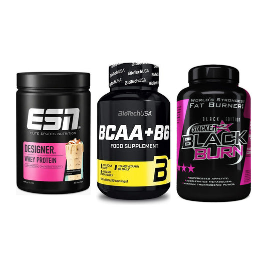 Definitionsphase-Set: ESN Designer + BioTech BCAA+B + Stacker2 Black – alle enthaltenen Artikel