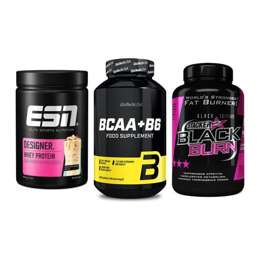 Definitionsphase-Set: ESN Designer + BioTech BCAA+B + Stacker2 Black – alle enthaltenen Artikel