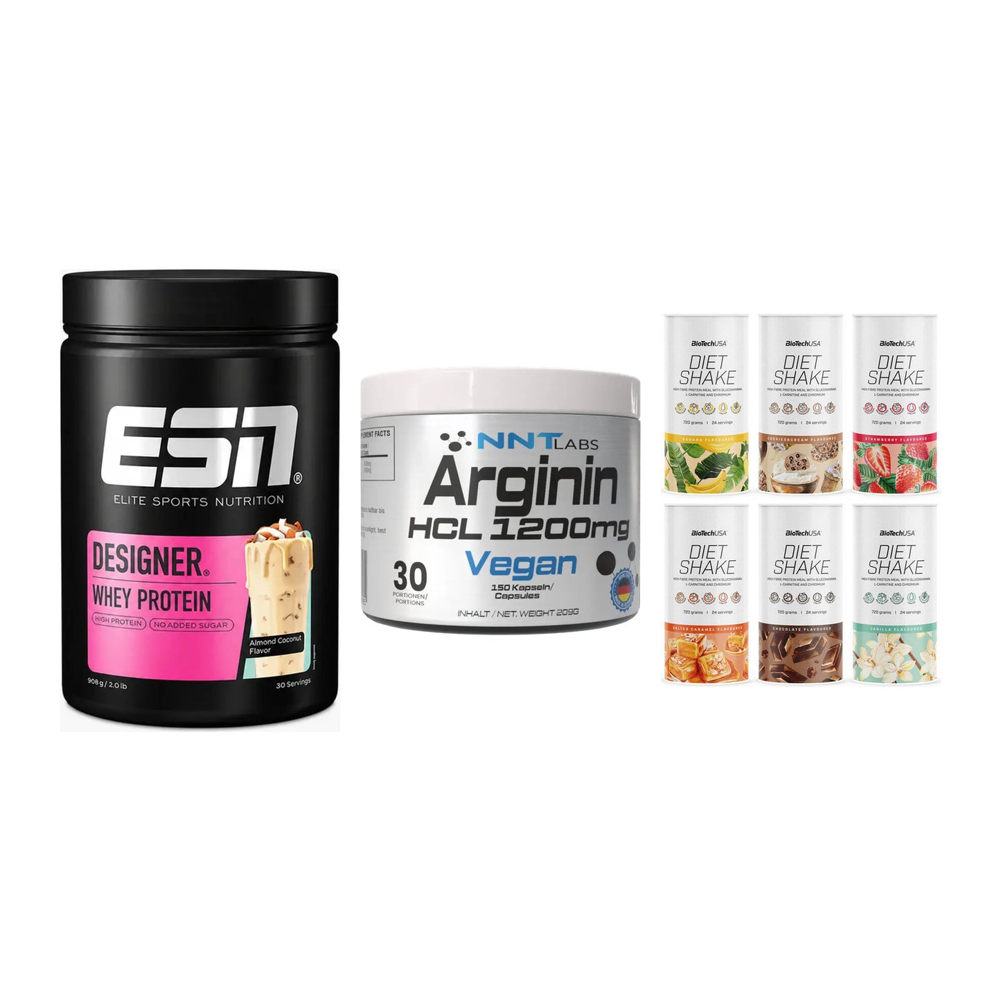 Definitionsphase-Set: ESN Designer + NNT Arginin + BioTech Diet – alle enthaltenen Artikel