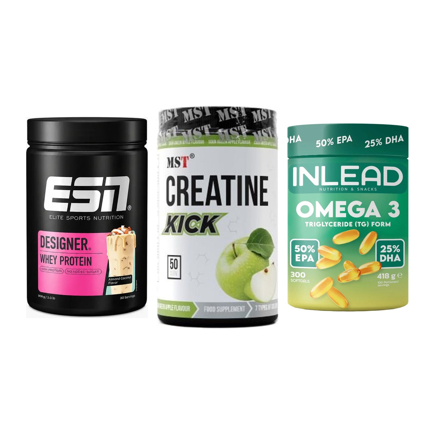 Definitionsphase-Set: ESN Designer + MST Creatine + INLEAD Omega-3 – alle enthaltenen Artikel