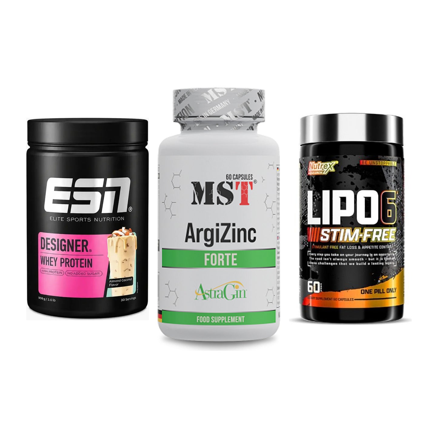 Definitionsphase-Set: ESN Designer + MST ArgiZinc + Nutrex Lipo 6 – alle enthaltenen Artikel