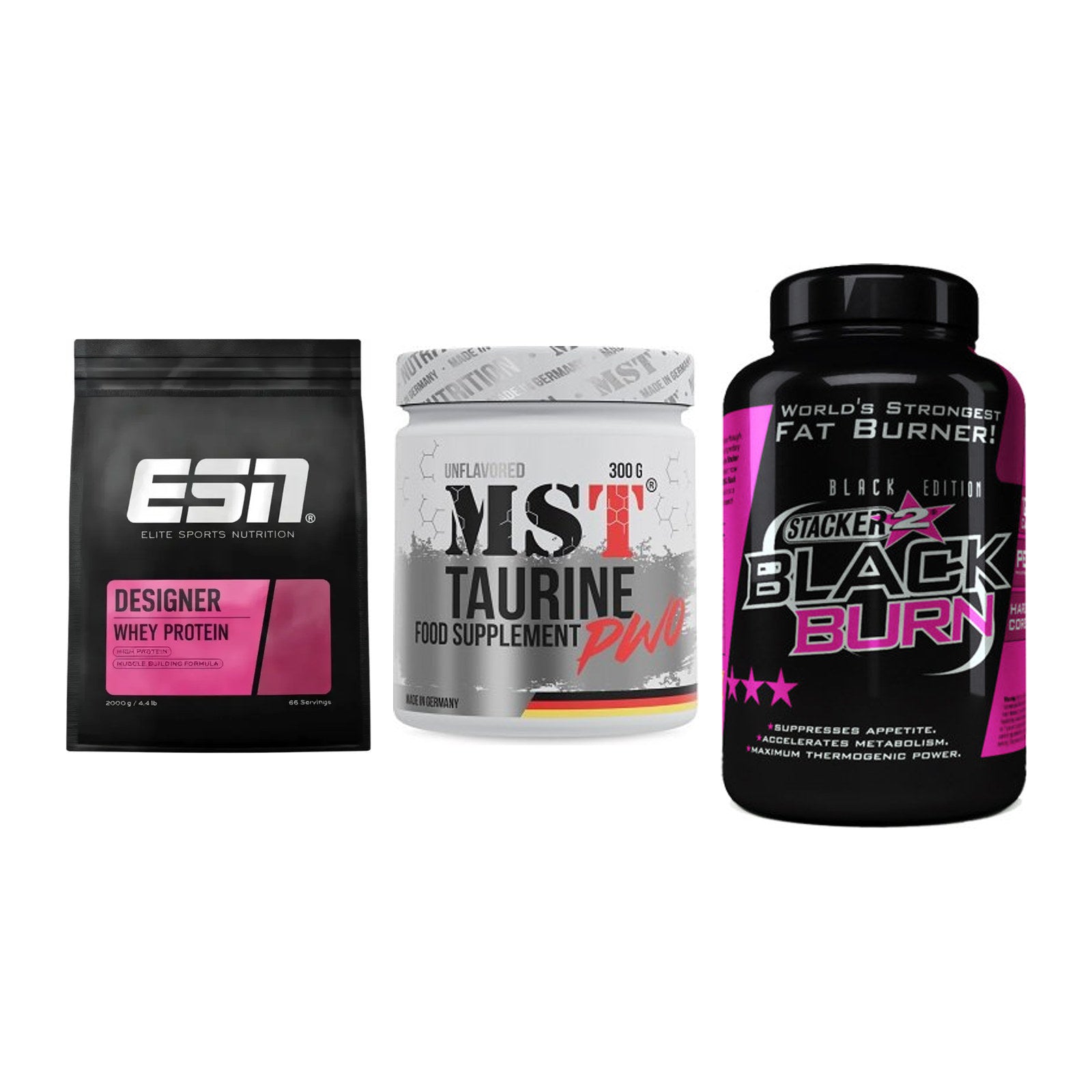 Definitionsphase-Set: ESN Designer + MST Taurine + Stacker2 Black – alle enthaltenen Artikel