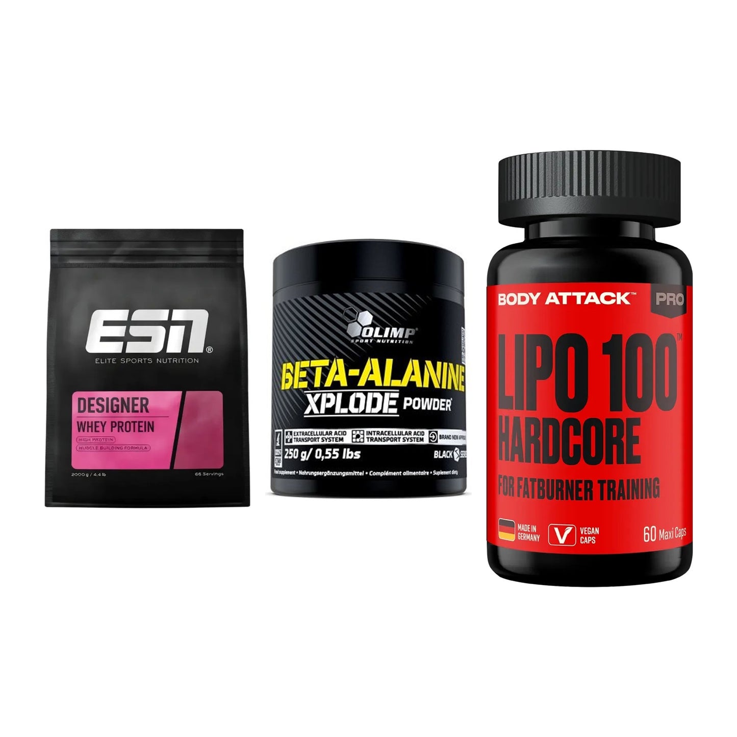Definitionsphase-Set: ESN Designer + Olimp Beta-Ala + Body Attack – alle enthaltenen Artikel