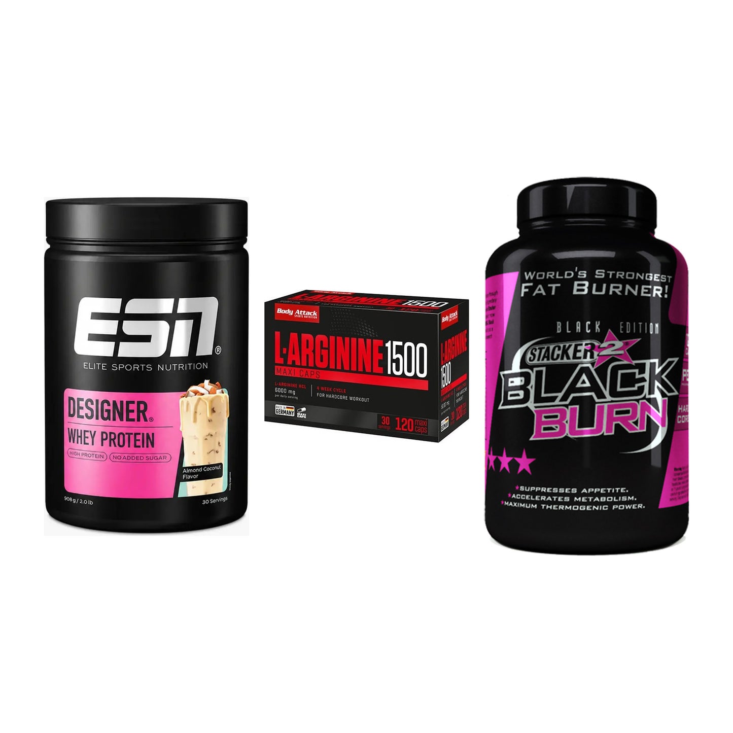 Definitionsphase-Set: ESN Designer + Body Attack + Stacker2 Black – alle enthaltenen Artikel