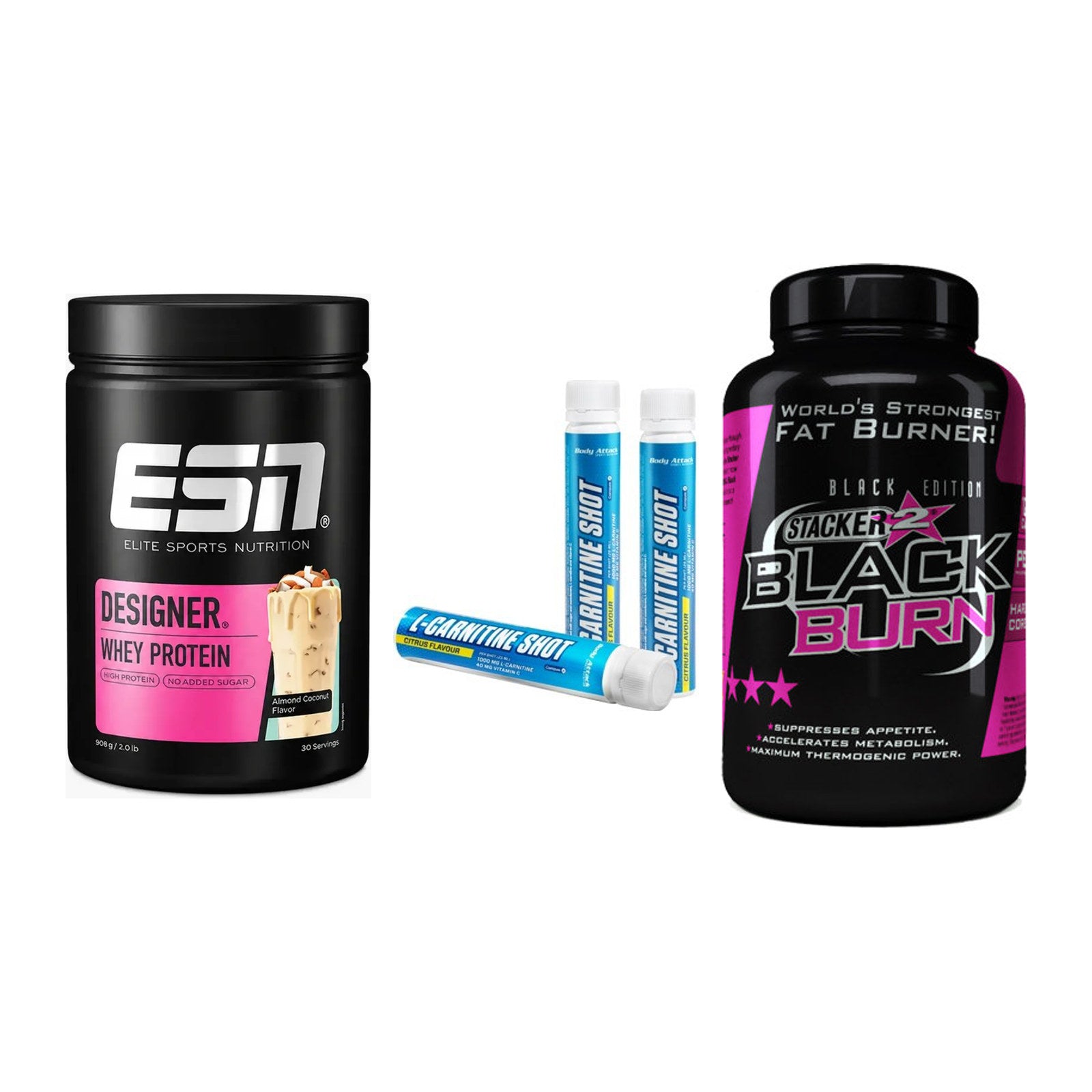 Definitionsphase-Set: ESN Designer + Body Attack + Stacker2 Black – alle enthaltenen Artikel