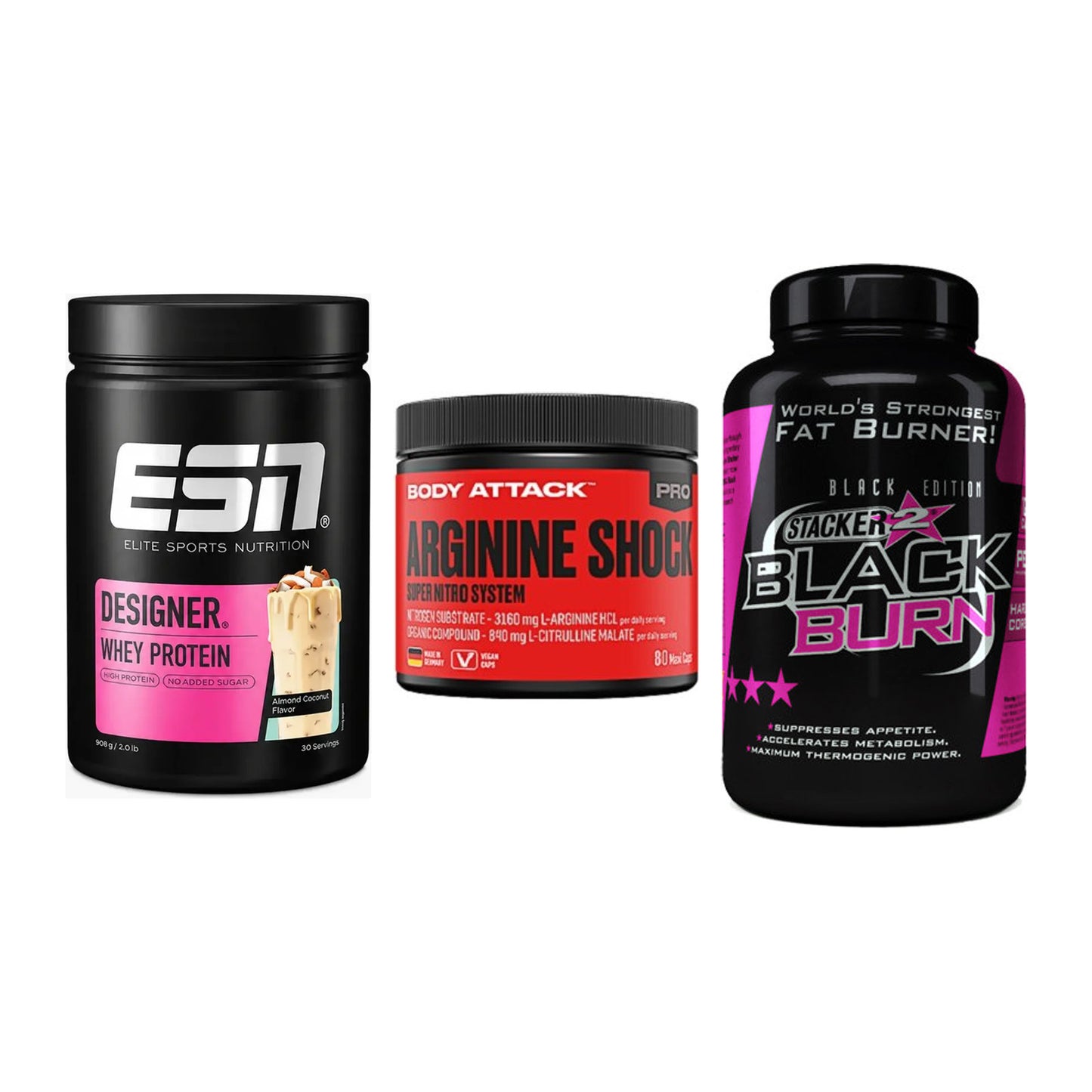 Definitionsphase-Set: ESN Designer + Body Attack + Stacker2 Black – alle enthaltenen Artikel