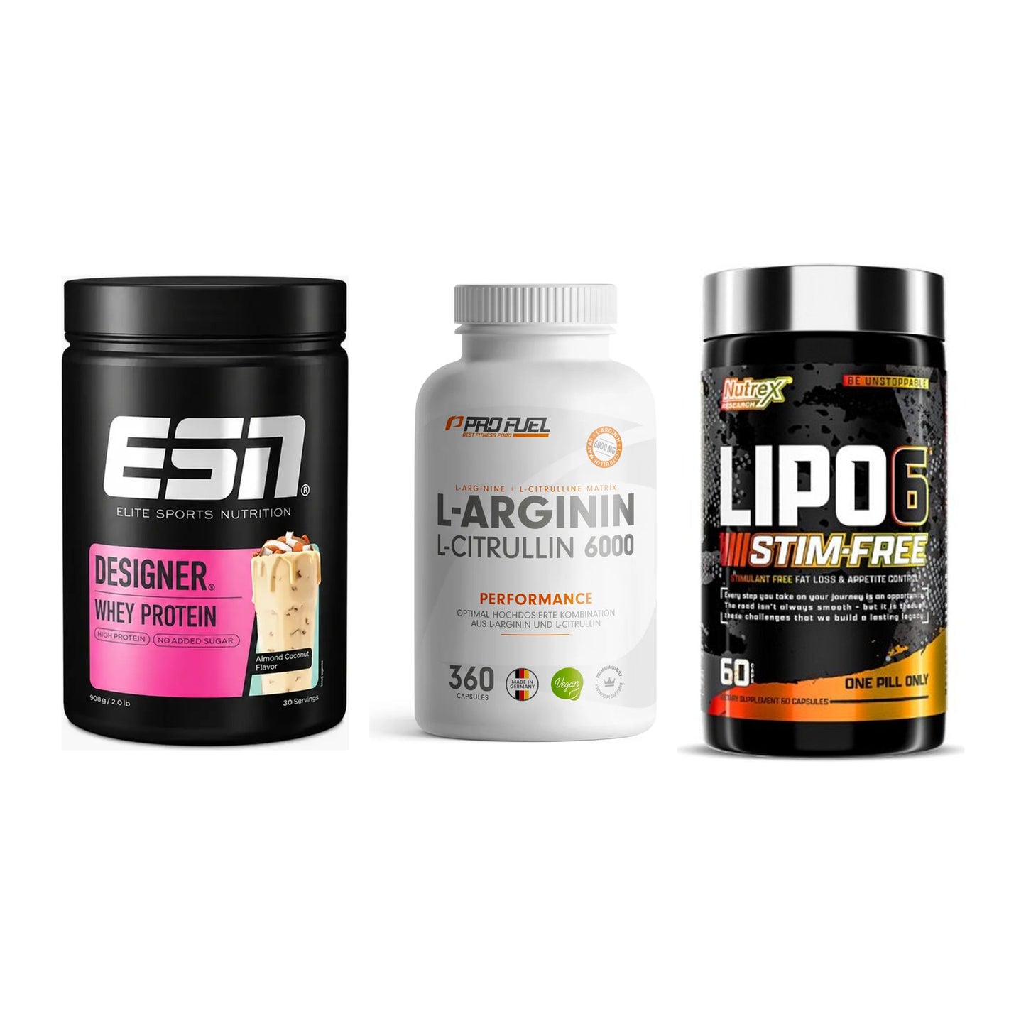 Definitionsphase-Set: ESN Designer + ProFuel L-Argi + Nutrex Lipo 6 – alle enthaltenen Artikel