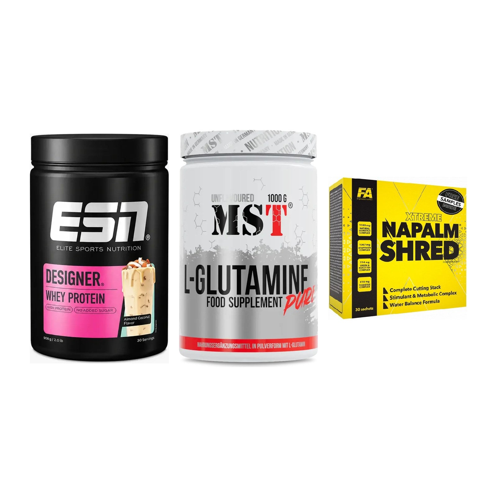 Definitionsphase-Set: ESN Designer + MST Glutamine + FA Nutrition – alle enthaltenen Artikel