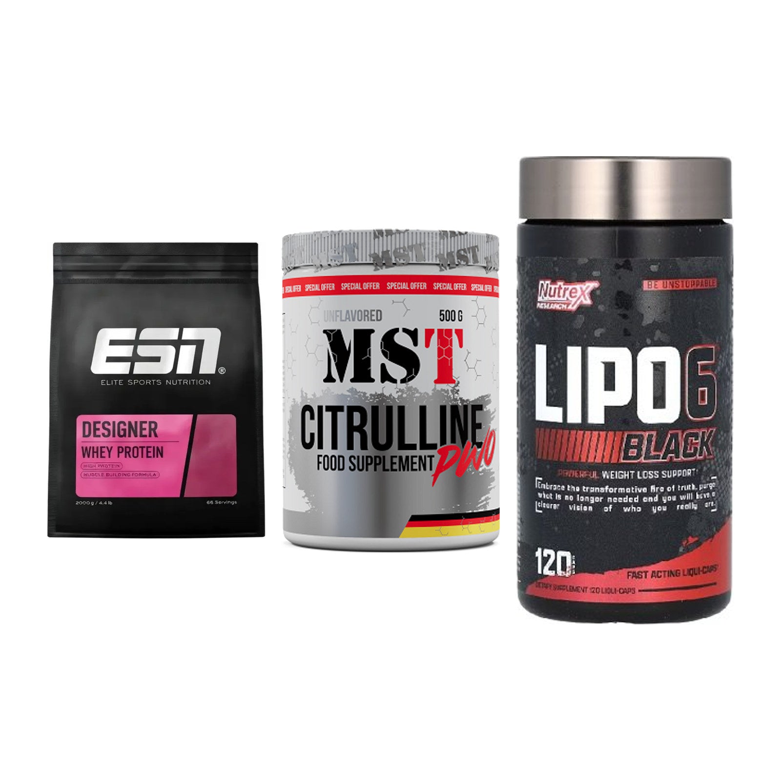 Definitionsphase-Set: ESN Designer + MST Citrulline + Nutrex Lipo 6 – alle enthaltenen Artikel