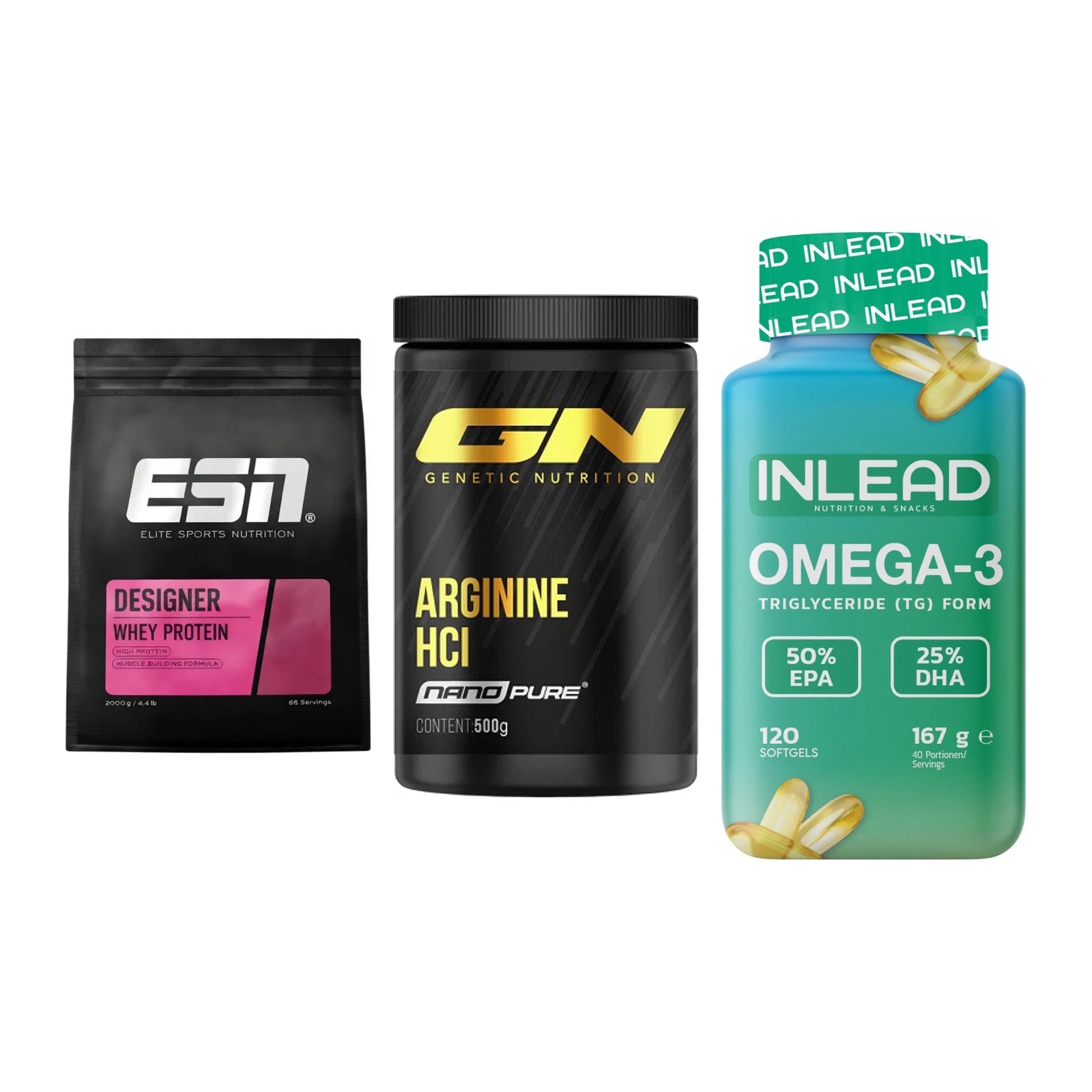 Definitionsphase-Set: ESN Designer + GN Arginine + INLEAD Omega-3 – alle enthaltenen Artikel